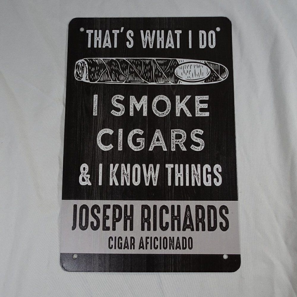 Joseph Richards Cigar Aficionado Decor Tin Metal Sign 12inx8in